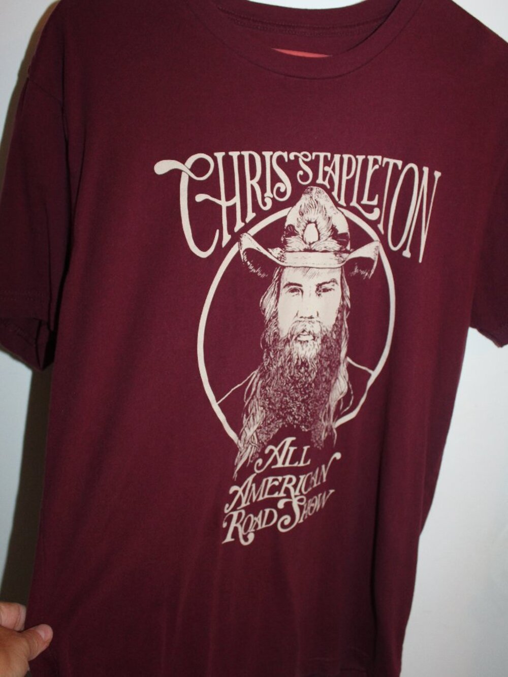 Maroon Chris Stapleton concert tour t-shirt, "All-American Road Show"